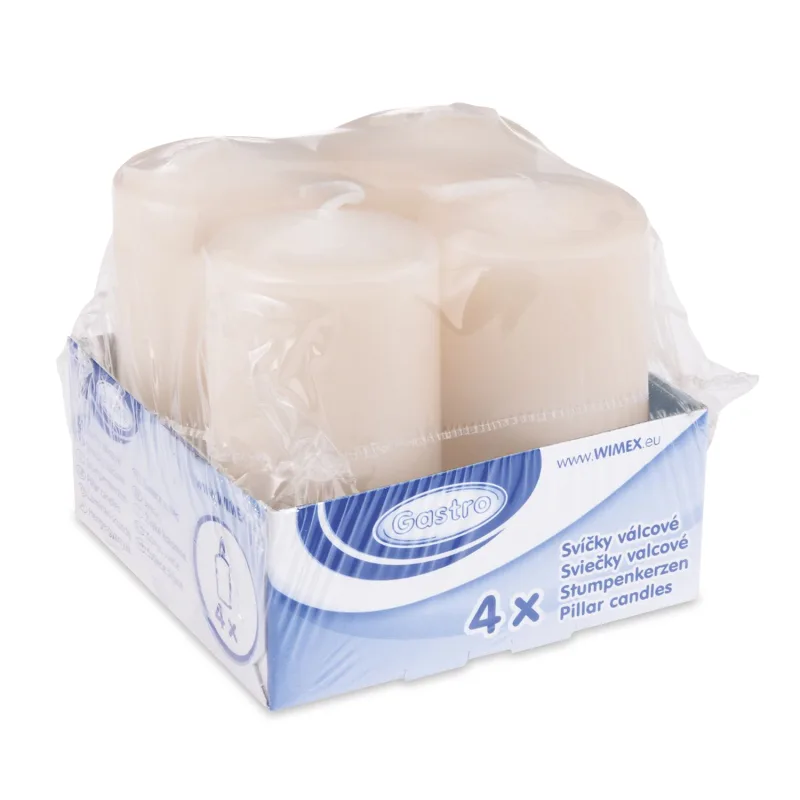 Svíčka válcová Ø 50 x 100 mm bílá [4 ks] (33200)