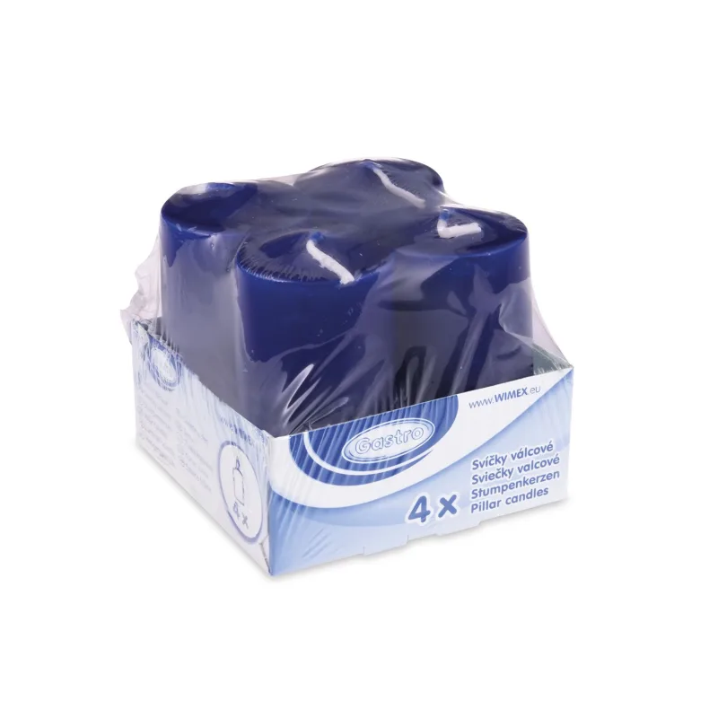 Svíčka válcová Ø 40 x 80 mm tmavě modrá [4 ks] (33103)