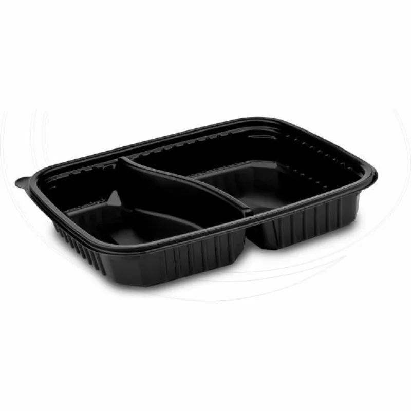 Menu mísa černá (PP) do mikrovl. trouby, 2dílná 1200 ml, L 25 x 18,5 x 4 cm [50 ks] (78222)