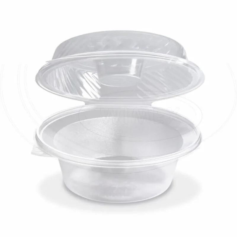 Salátová miska průhledná s víčkem na dresink misku, 2100 ml (PP) [25 ks] (PP822)