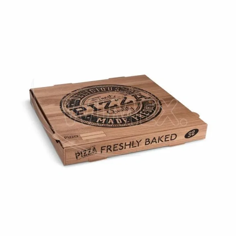 Krabice na pizzu (mikrovlnitá lepenka) kraft 32 x 32 x 4 cm [100 ks] Zasílání poštou (71832E)