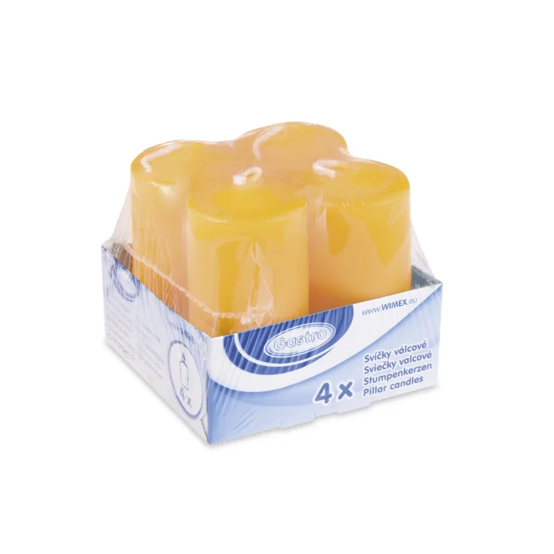 Svíčka válcová Ø 40 x 80 mm žlutá [4 ks] (33105)