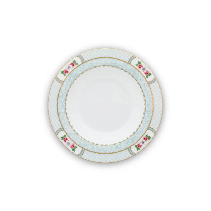 Pip Studio Blushing Birds white, hluboký talíř, průměr 21,5cm, bílý