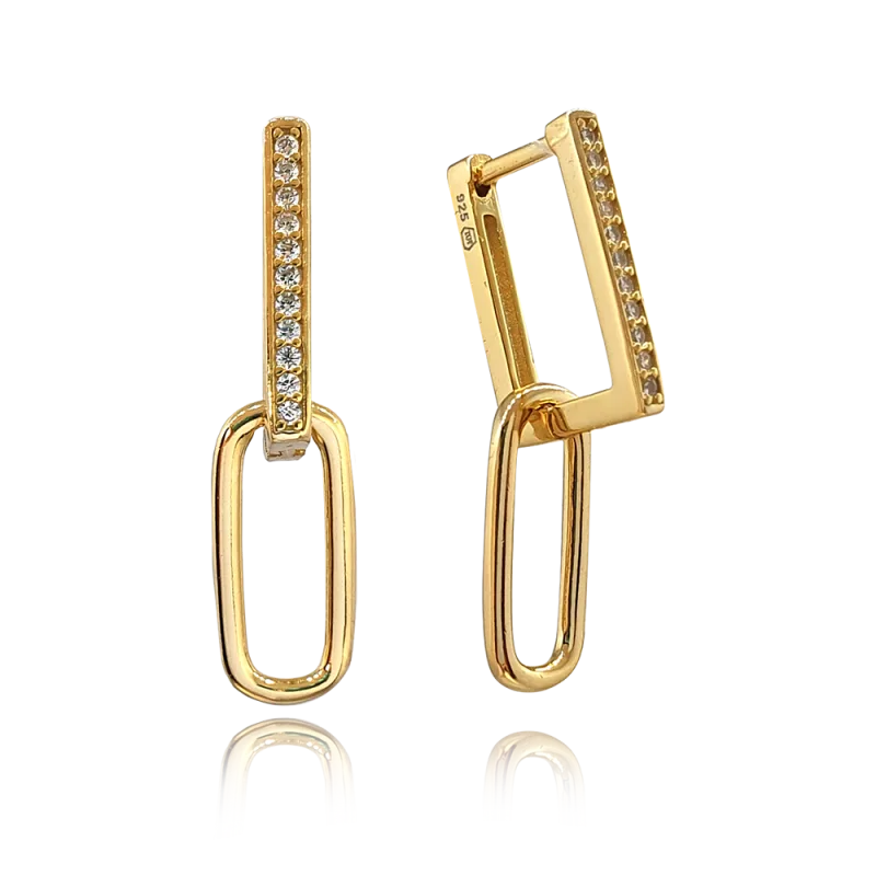 MINET Pozlacené stříbrné náušnice v italském stylu s bílými zirkony JMAS0177GE01