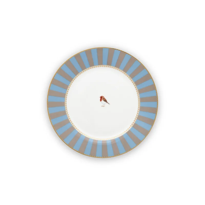 Pip Studio Love Birds talíř Ø 21cm, modrý-khaki