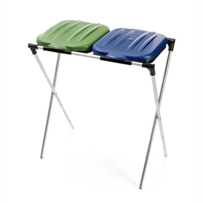 Dvojstojan na vrecia s plastovým vekom - modré/zelené