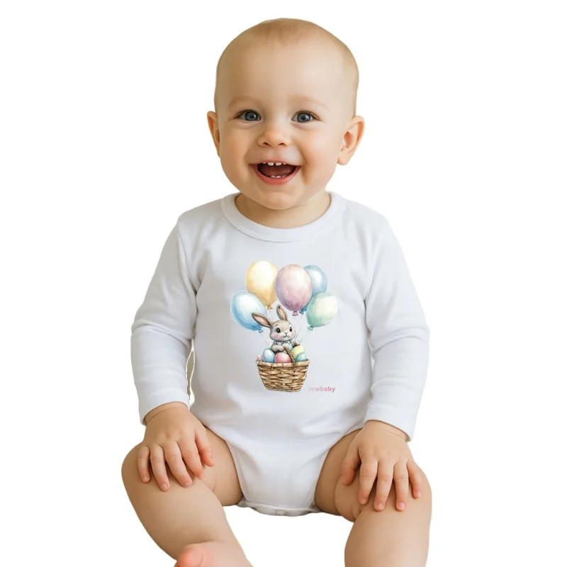 Detské body s potlačou New Baby Králiček s balónikmi
