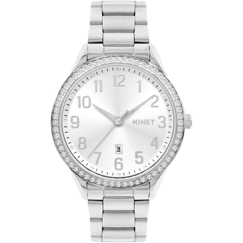 MINET Stříbrné dámské hodinky Avenue s čísly MWL5317