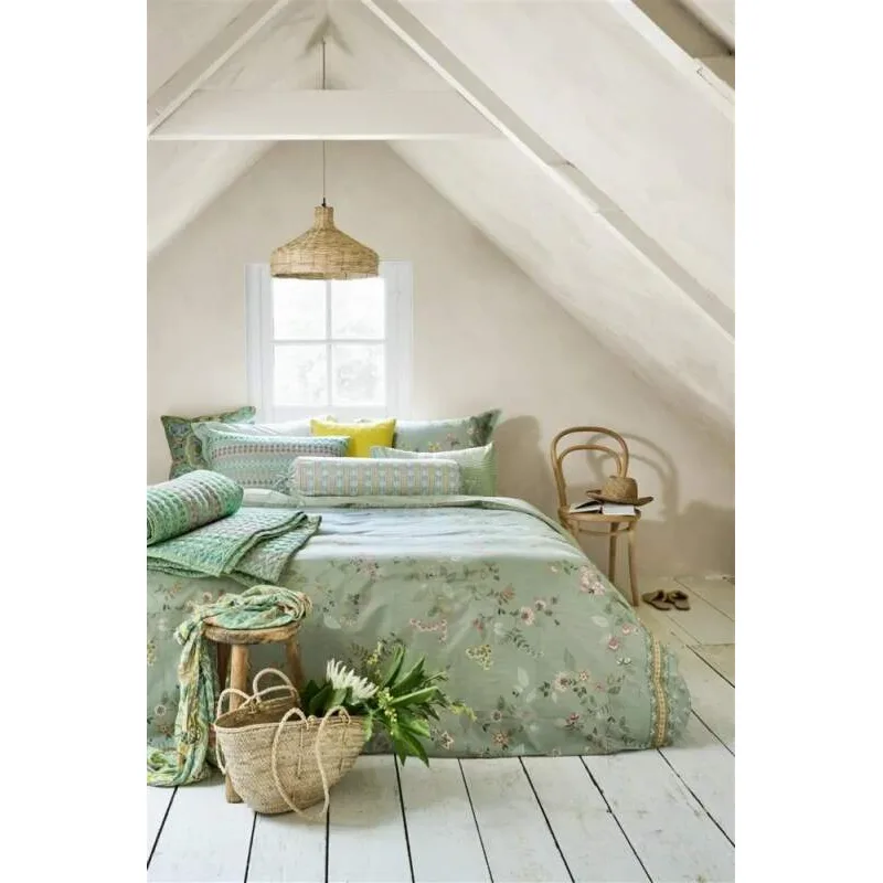 Pip Studio perkálové povlečení Kili Flower zelené 140x200 + 70x90 cm
