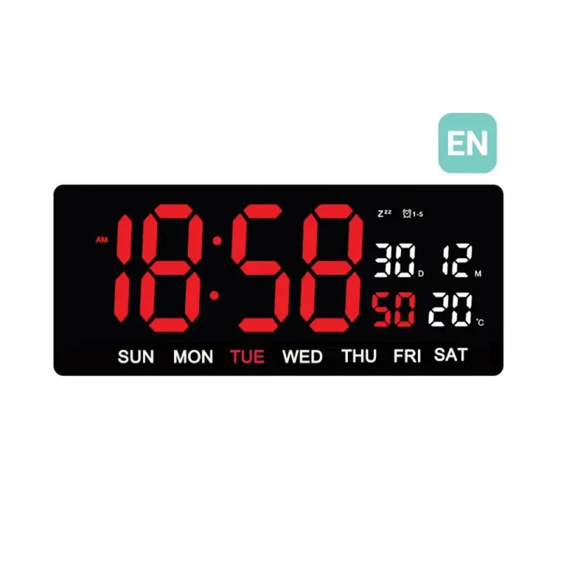 JVD Digitální černé nástěnné hodiny s LED červenými číslicemi JVD DH3604.1