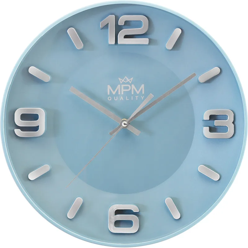MPM Nástěnné plastové modré hodiny E01.4454.30