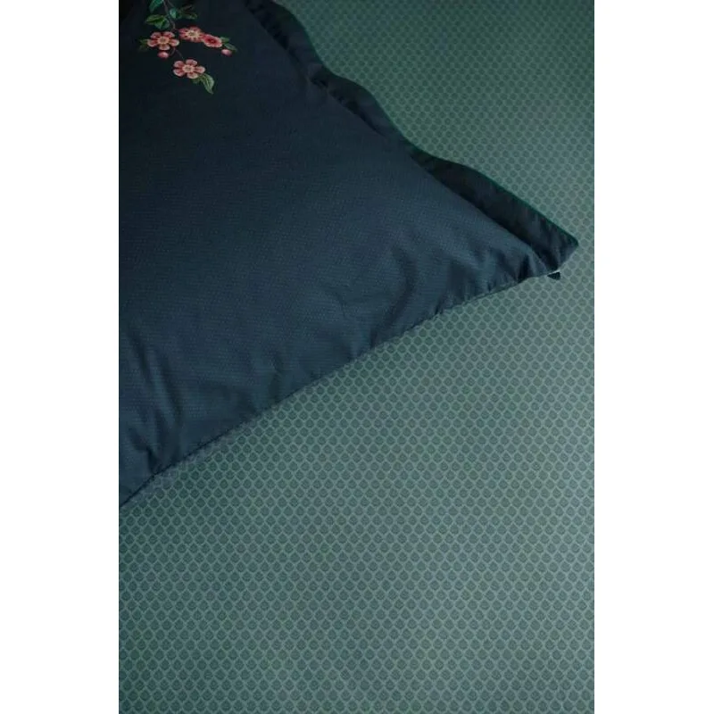 Pip Studio perkálové prostěradlo Thousand Leaves 90x200 cm, modro-šedé