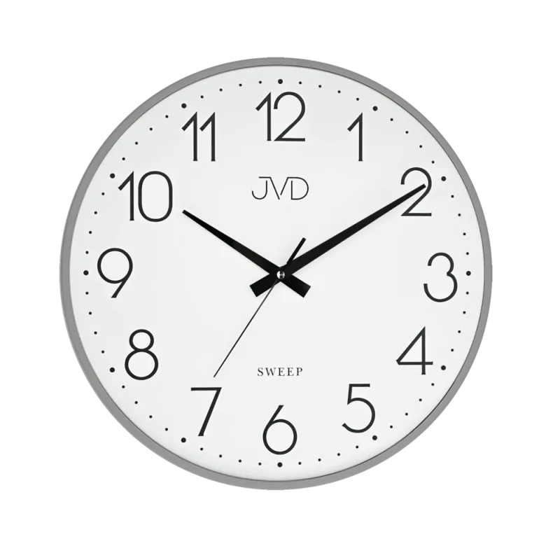 JVD Šedé nástěnné kovové netikající tiché hodiny JVD HK4169.2