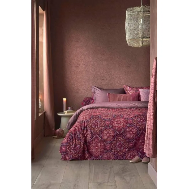 Pip Studio povlečení z počesaného kepru Mosaico tmavě červené 140x200 + 70x90 cm