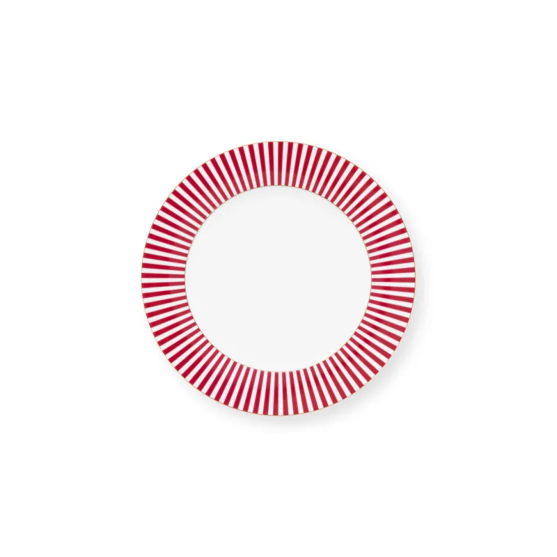 Pip Studio Royal stripes talíř Ø26,5cm, bílo-tmavě růžový