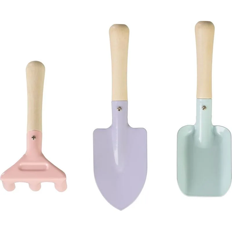 Sada náradia Strend Pro, záhradnícka, detská, 3-dielna, drevo + oceľ, lopatka hrable a rýľ