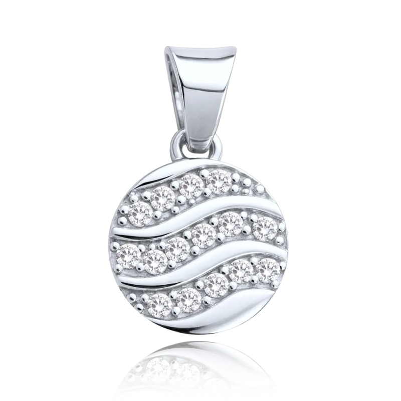 MINET Přívěsek z bílého zlata kolečko s bílým zirkonem Au 585/1000 1,10g JMG0344WSP00