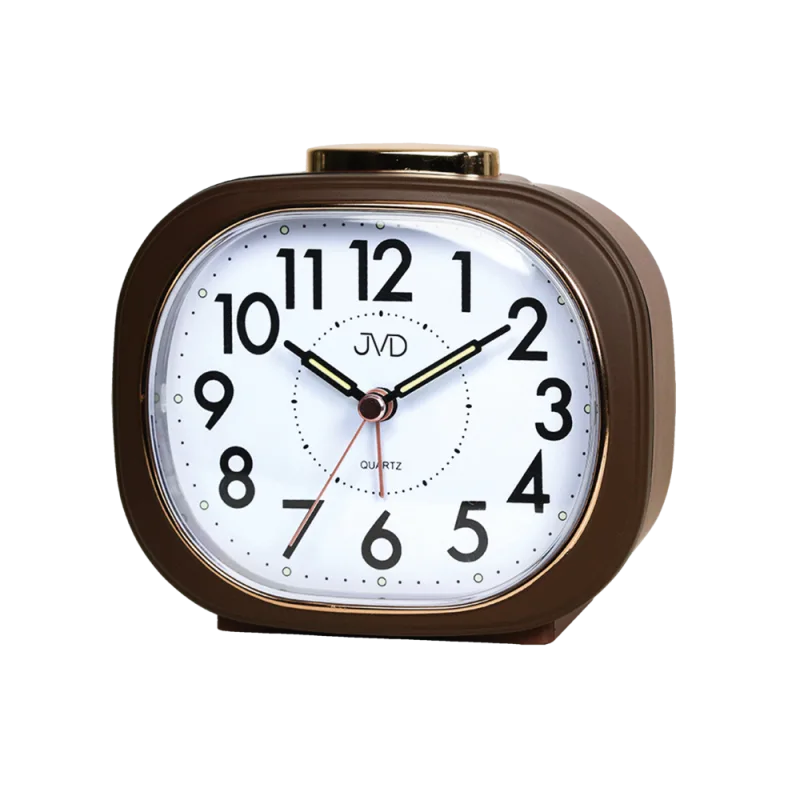 JVD Hnědý tichý budík s plynulým chodem JVD SRP2010.1
