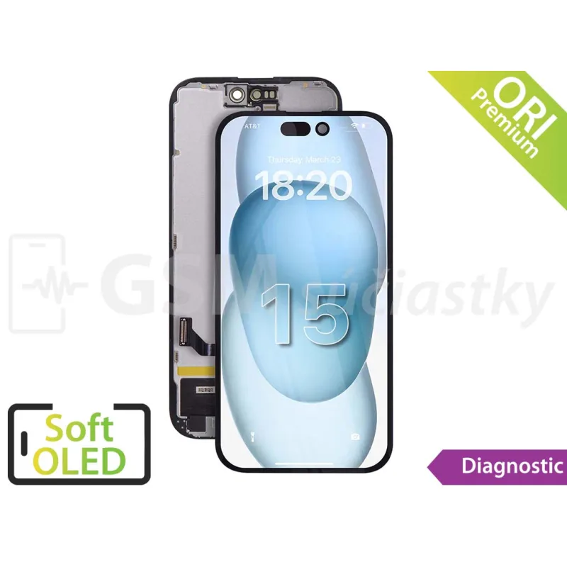 LCD Displej + Dotykové sklo Apple iPhone 15 -zobrazujúci sa ako Originál