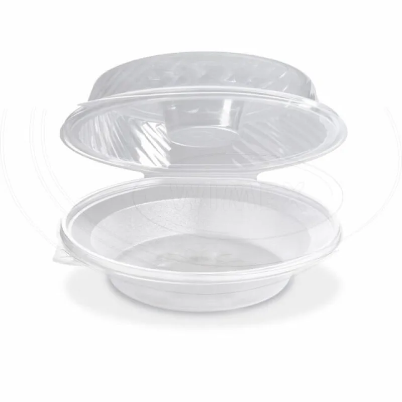 Salátová miska průhledná s víčkem na dresink misku, 1600 ml (PP) [25 ks] (PP820)