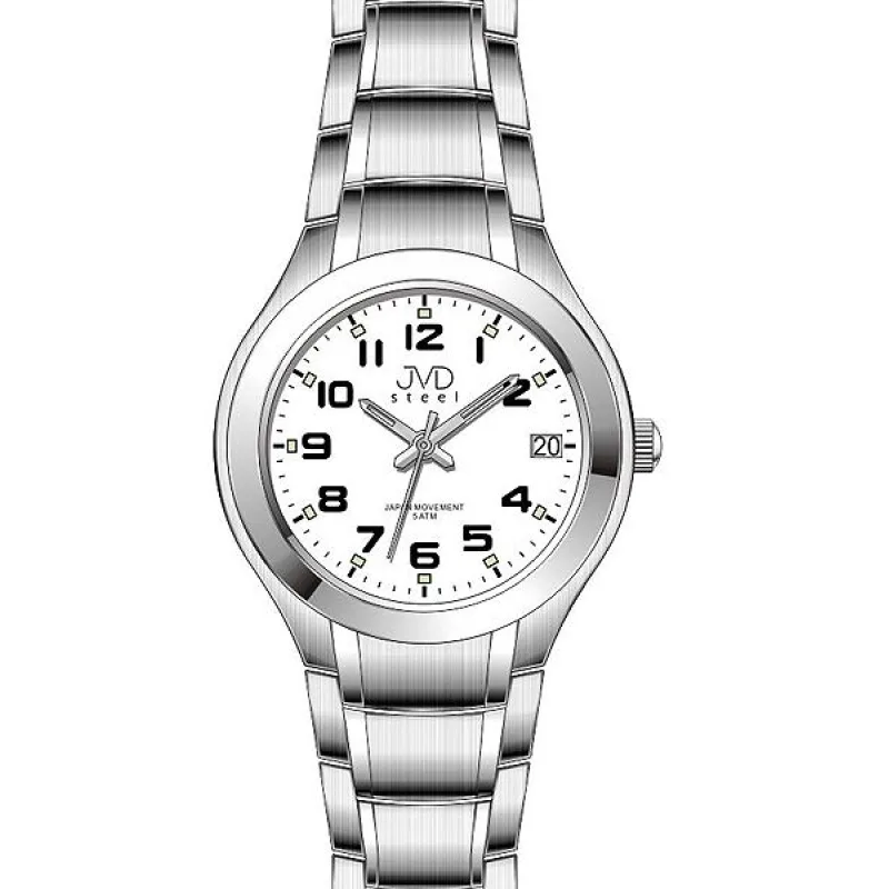 Elegantní ocelové hodinky JVD steel J4126.1 s datumovkou 5ATM