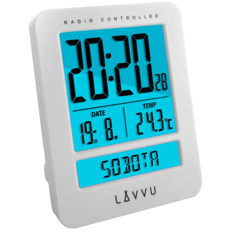 Digitální budík řízený rádiovým signálem LAVVU Duo White LAR0020