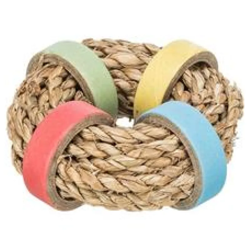 Kroužek z mořské trávy s papírovými kruhy, 8 cm 1 ks