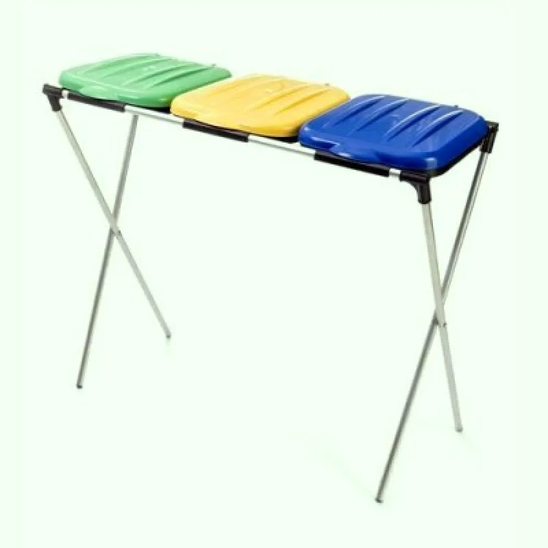 Trojstojan na vrecia s plastovým vekom - zelené/žlté/modré