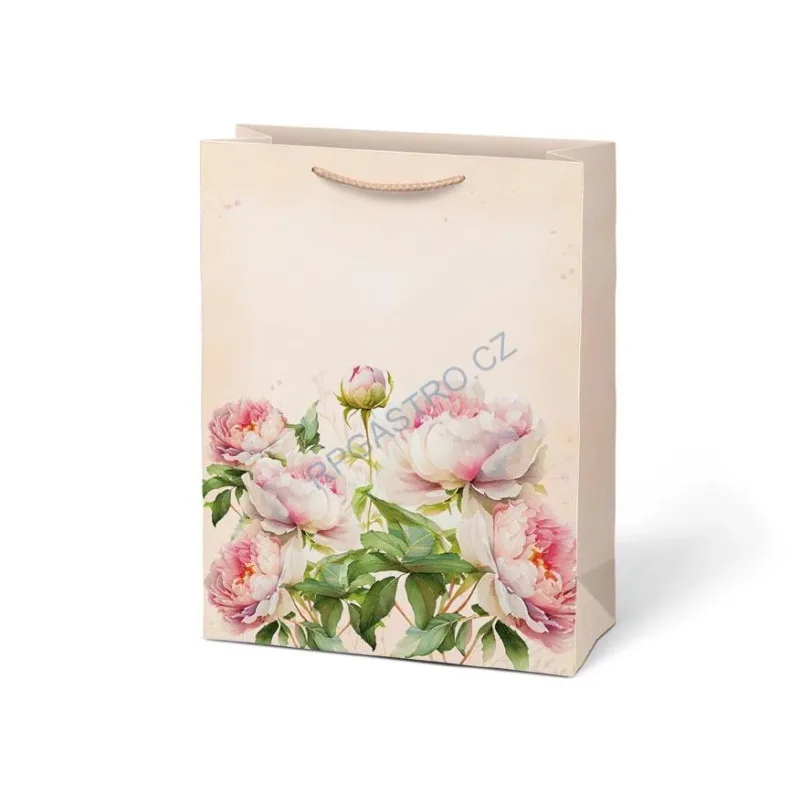 Papírová taška dárková vel.T5 s květinami, motiv 4, 260x340x140 mm (5252755.4)