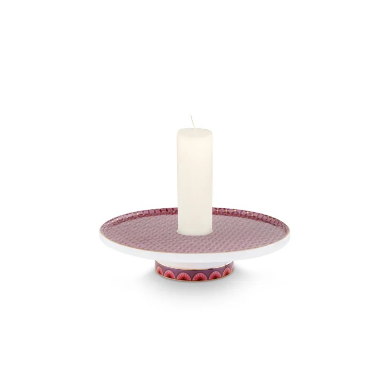 Pip Studio Cross Stitch svícen 14 cm, růžový