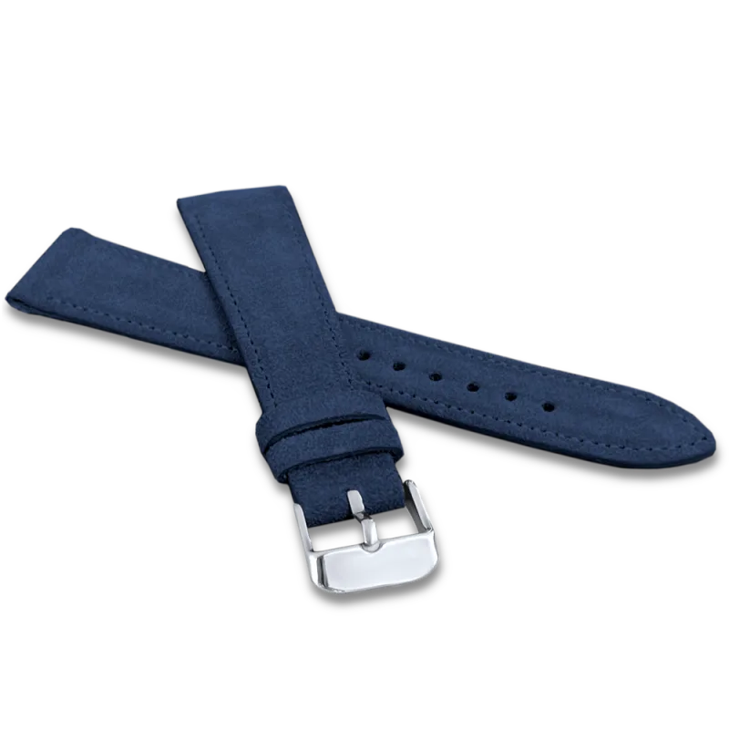 LAVVU Modrý prošitý řemínek SUEDE z luxusní kůže Top Grain - 20 LSAEL20