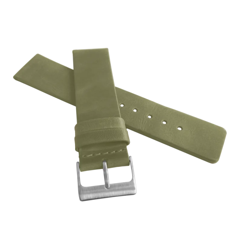 Olivově zelený hladký řemínek LAVVU PLAIN z luxusní kůže Top Grain - 22mm LSCUG22