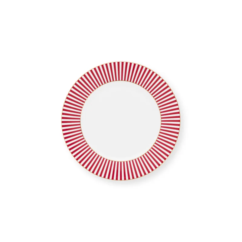 Pip Studio Royal stripes talíř Ø17cm, bílo-tmavě růžový