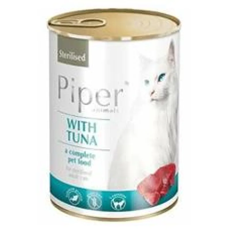PIPER CAT konzerva pro sterilizované kočky, s tuňákem 400 g