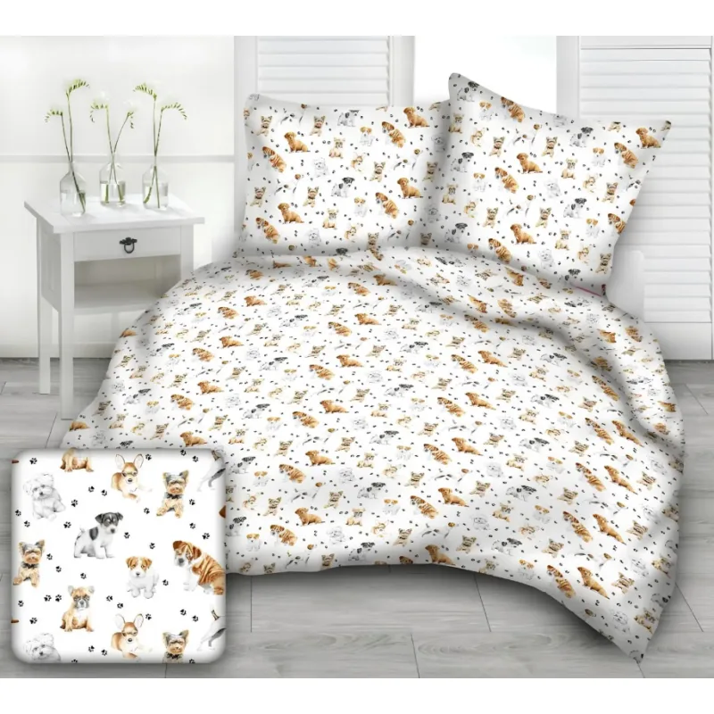 Psíčkovia bavlnené obliečky do postieľky 100x135/40x60 cm