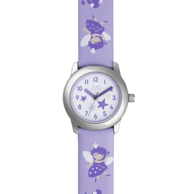 JVD Dětské dívčí fialkové náramkové hodinky s vílami JVD J7223.5