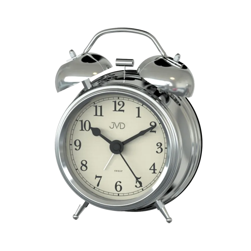 JVD Stříbrný analogotvý netikající ručkový budík JVD SRP2215.1