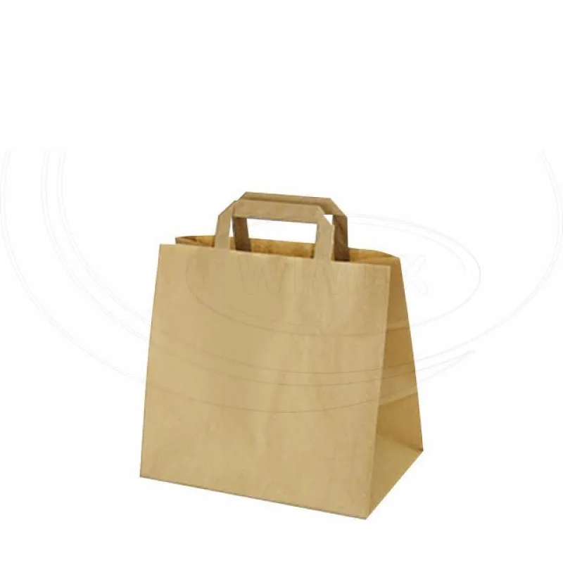 Papírové tašky 26+17 x 25 cm hnědé, ploché ucho [50 ks] (47426) - CH7A