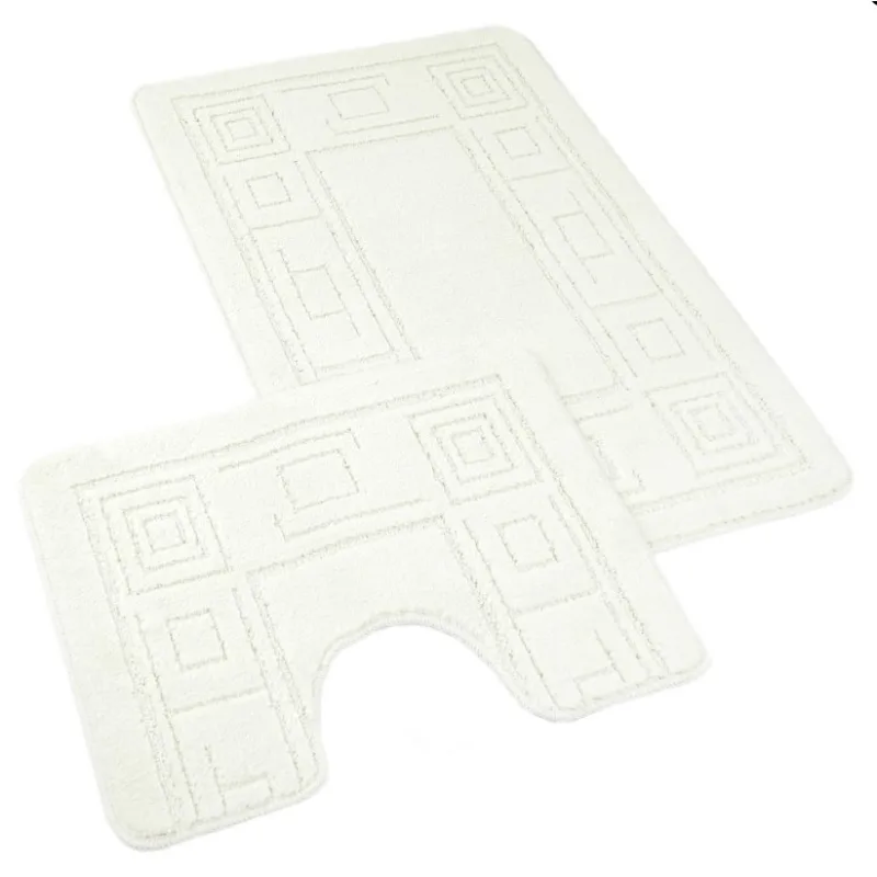 Kúpeľňová a WC predložka ornament smotanový 60x100+60x50cm