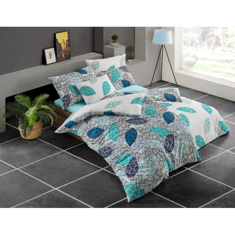 Bavlnené obliečky Linna Tyrkysová 140x200/70x90 cm