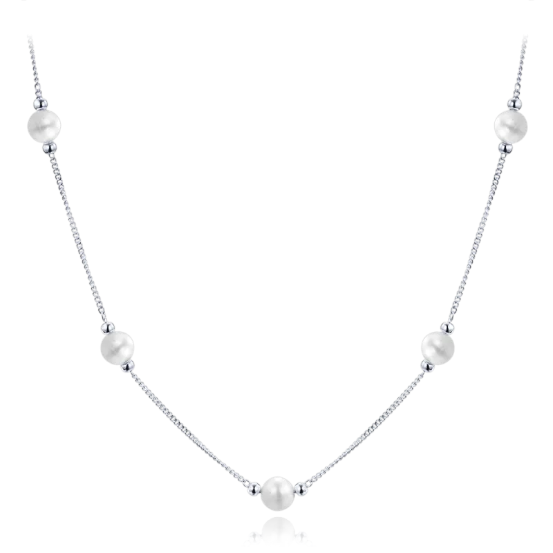 MINET Stříbrný náhrdelník s přírodními perlami JMAS7056SN47