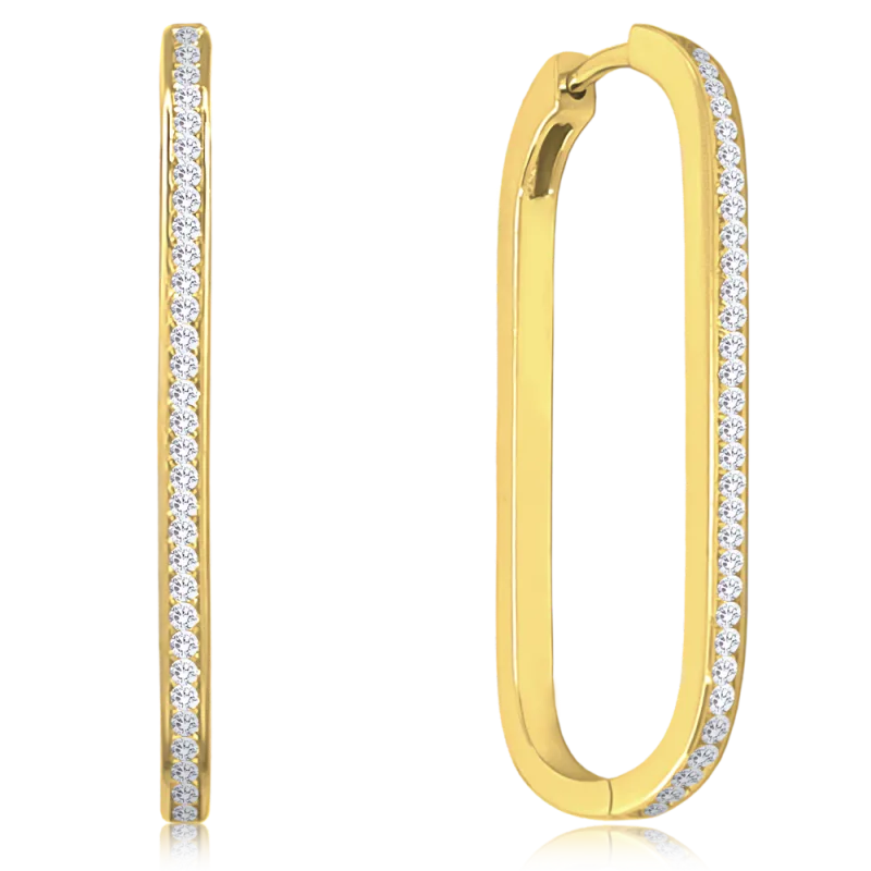 MINET Pozlacené stříbrné náušnice v italském stylu s bílými zirkony JMAS0177GE02