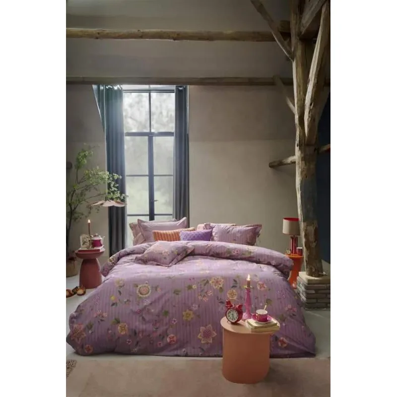 Pip Studio perkálové povlečení Flores Bailando fialové 140x200 + 70x90 cm