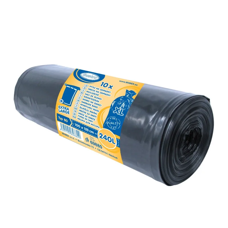 Pytle na odpadky 240 l černé 100 x 125 cm (Typ 80) [10 ks] (69880 - 7D, P1)