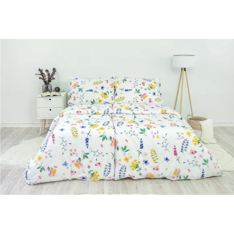 Krepové obliečky Flóra biela 140x200/70x90 cm