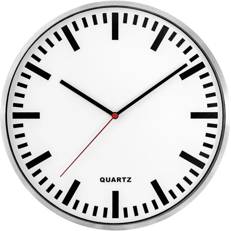 Kovové nástěnné hodiny v retro stylu s minerálním sklem MPM Enko - stříbrnobílé E01.2483.7000