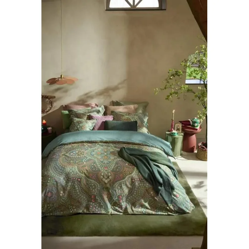 Pip Studio perkálové povlečení Alfombra zelené 140x200 + 70x90 cm