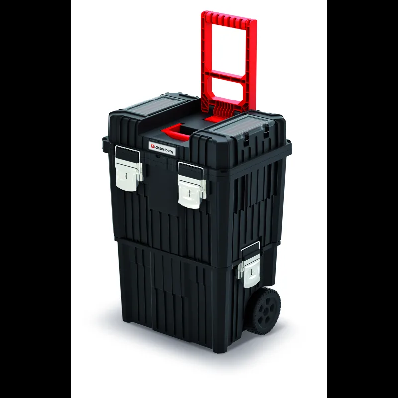 Kistenberg Kufor na náradie 3v1 transportné kolieska, zámky kov HEAVY čierny 450x360x640 KHVWM-S411