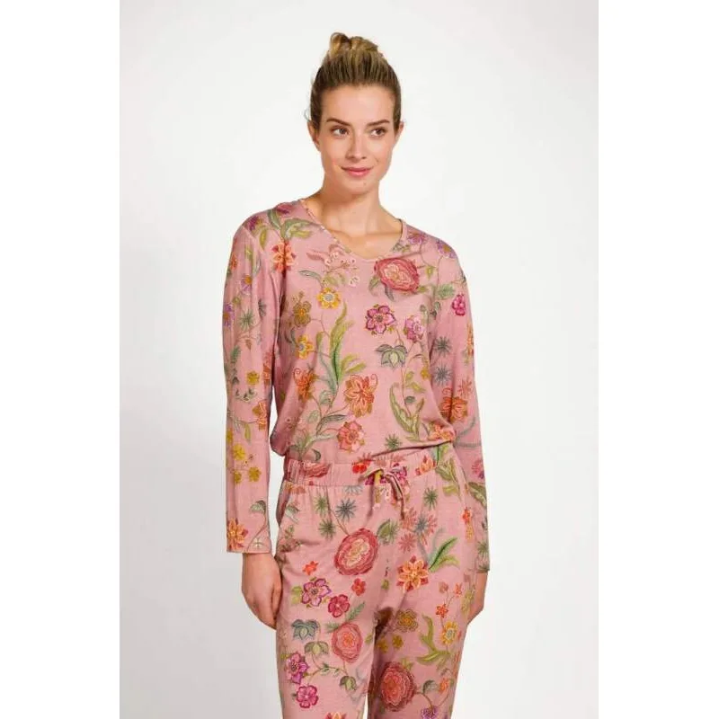 Pip Studio tričko Trice s dlouhým rukávem Coco Flower Coral