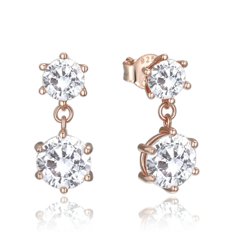 MINET Rose gold luxusní stříbrné náušnice s bílými zirkony JMAS0308RE01